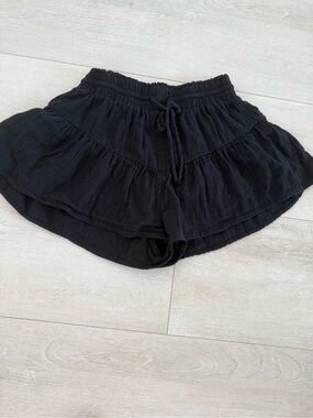 Aeropostale Black High-Waist Tiered Ruffle Shorts